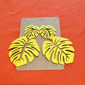 Yellow Leaf Statement Earrings